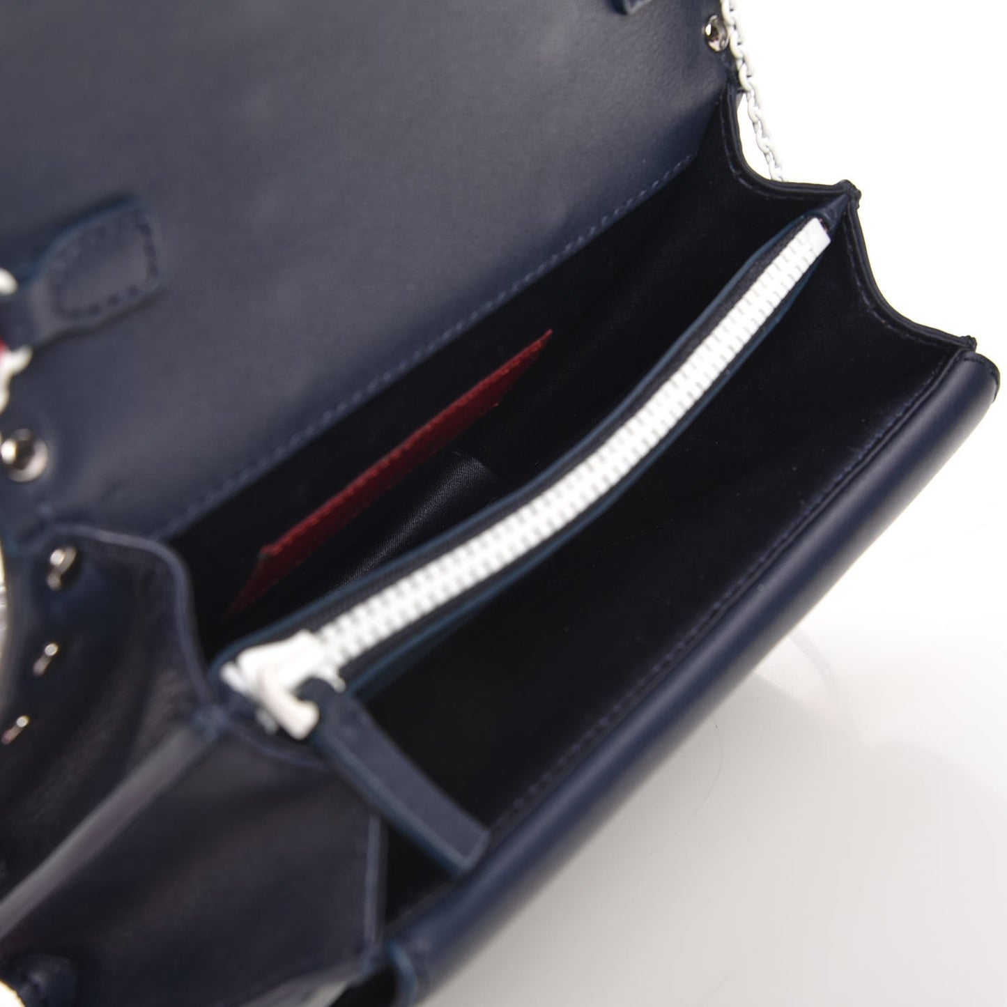 Vitello Colorblock Free Rockstud Wallet on Chain Marine Optic White