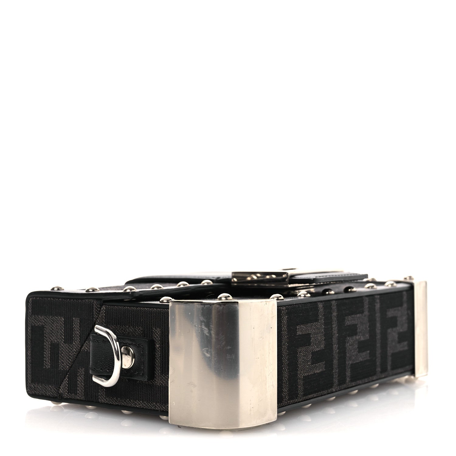 Fendi Recycled Fabric Jacquard Vitello Astro FF 1974 Mini Baguette Trunk Asfalto Black 4 of 12