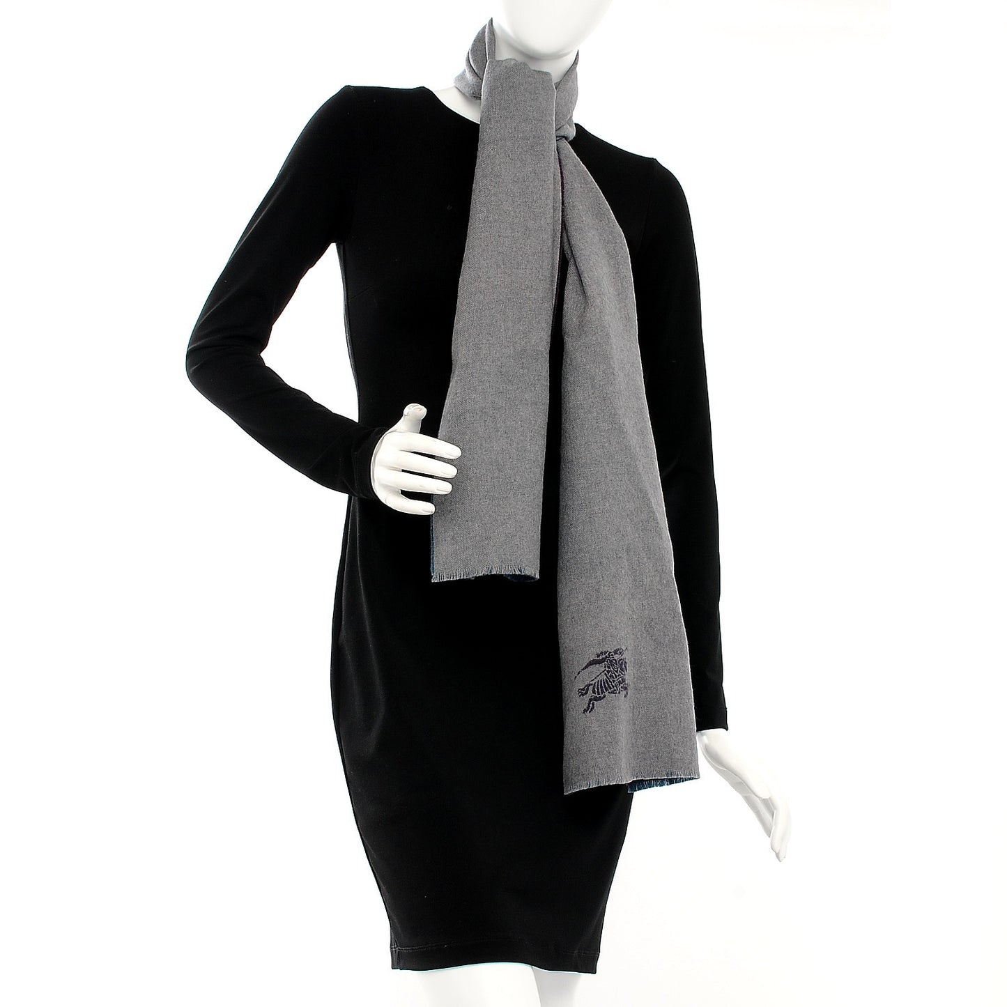 Cashmere Colorblock Reversible Scarf Grey Purple Turquoise