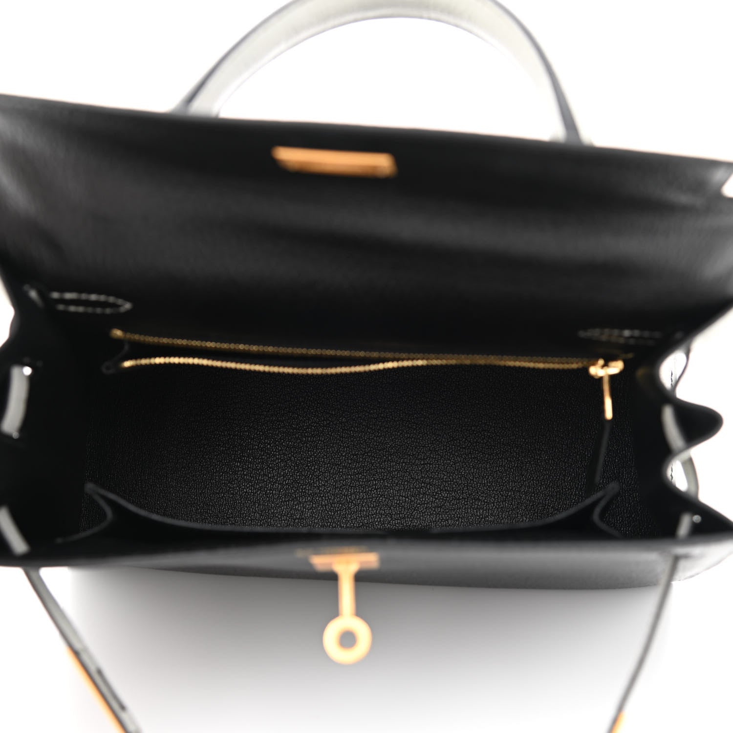 Hermes Chevre Mysore Bi-Color Horseshoe Kelly Sellier 25 Black Gris Mouette 5 of 11