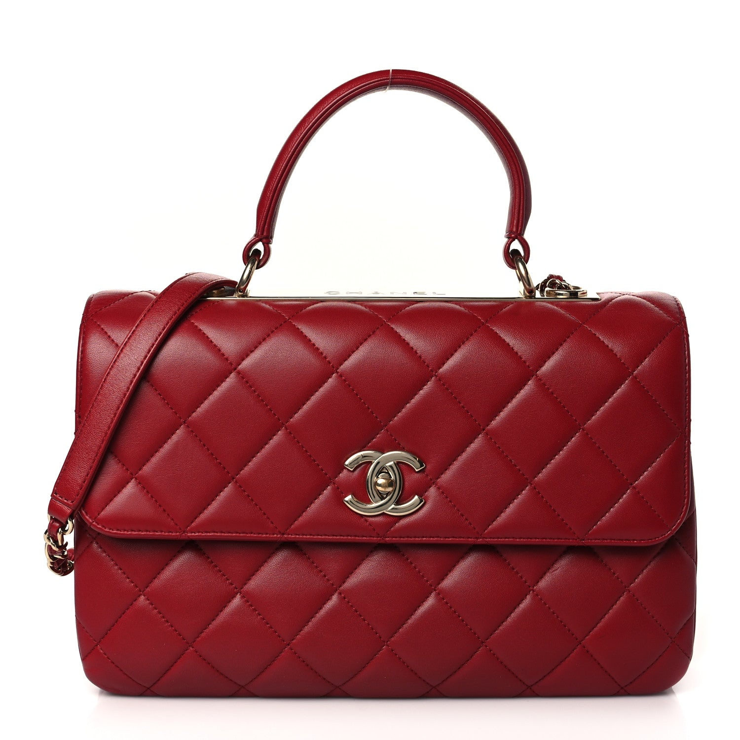 Chanel Lambskin Quilted Medium Trendy CC Flap Dual Handle Bag Red 1 of 8