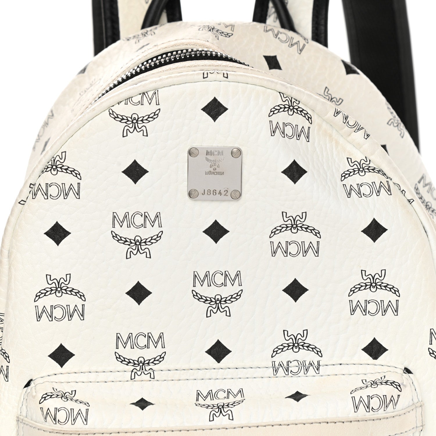 MCM Visetos Small Side Stud Stark Backpack White 8 of 12