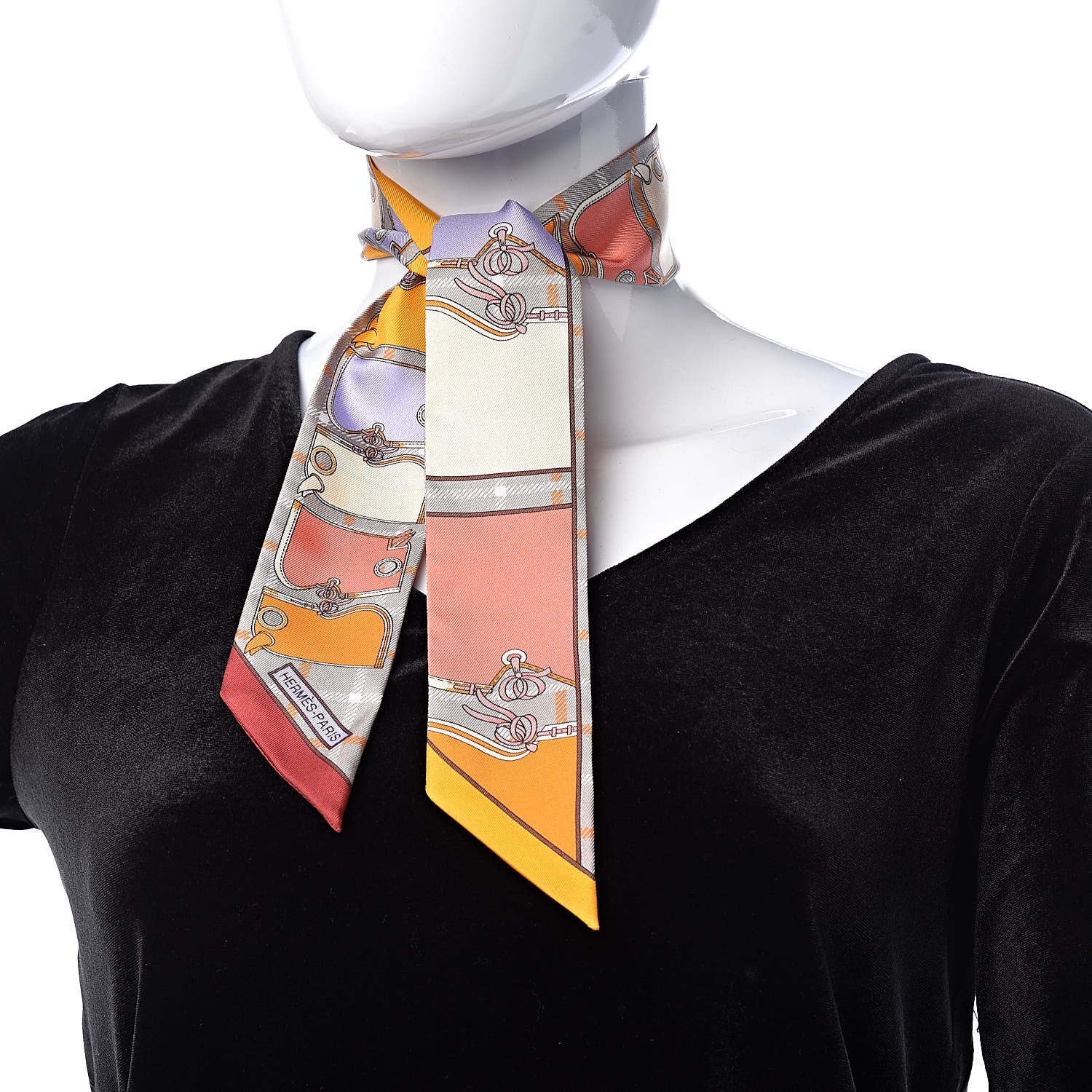 Hermes Silk Camails Twilly Acajou Mauve Bouton D'Or 2 of 5
