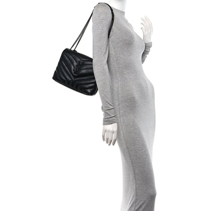 Saint Laurent Calfskin Y Quilted Monogram Monochrome Medium Loulou Chain Satchel Black 2 of 11