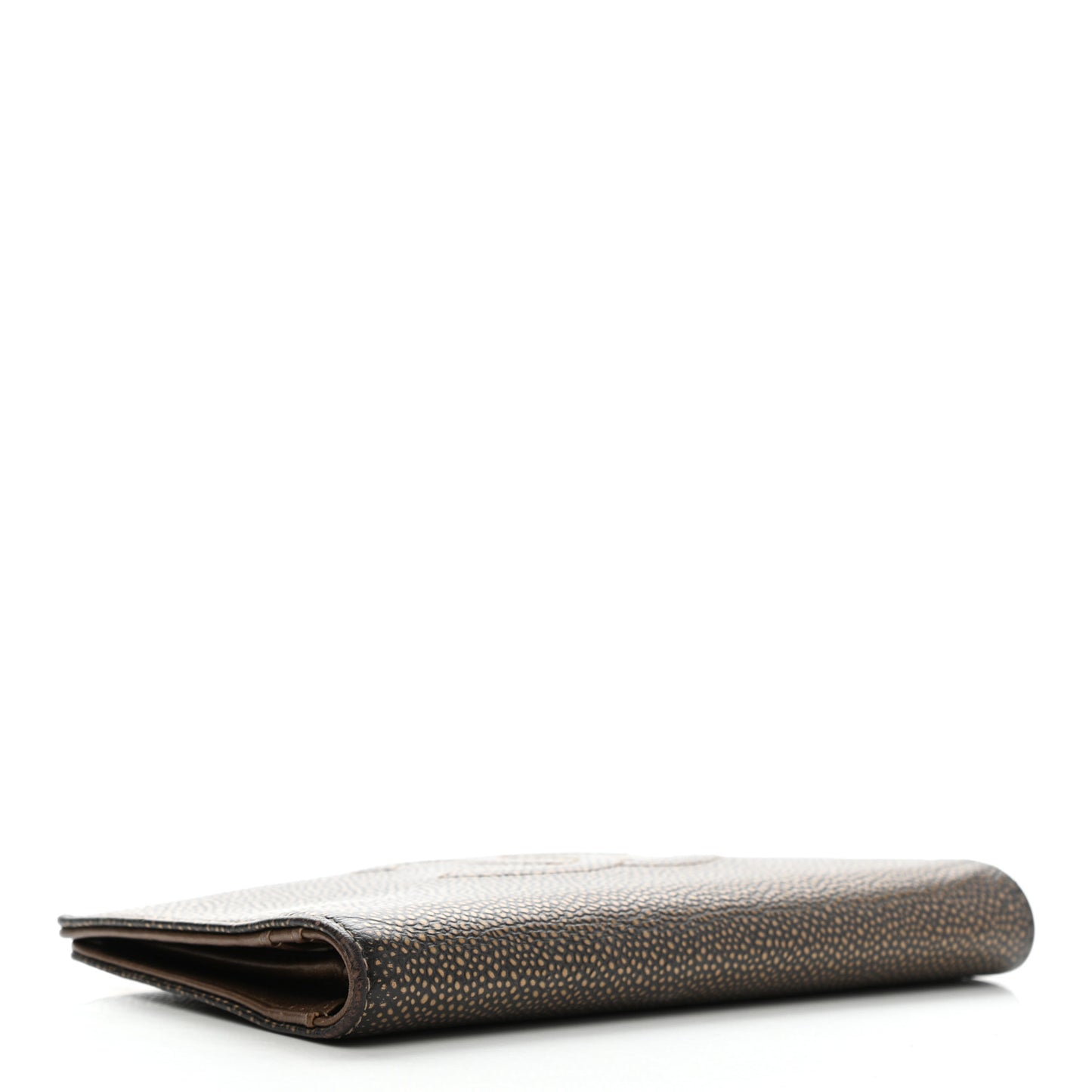 Metallic Caviar Timeless CC Yen Wallet Gold