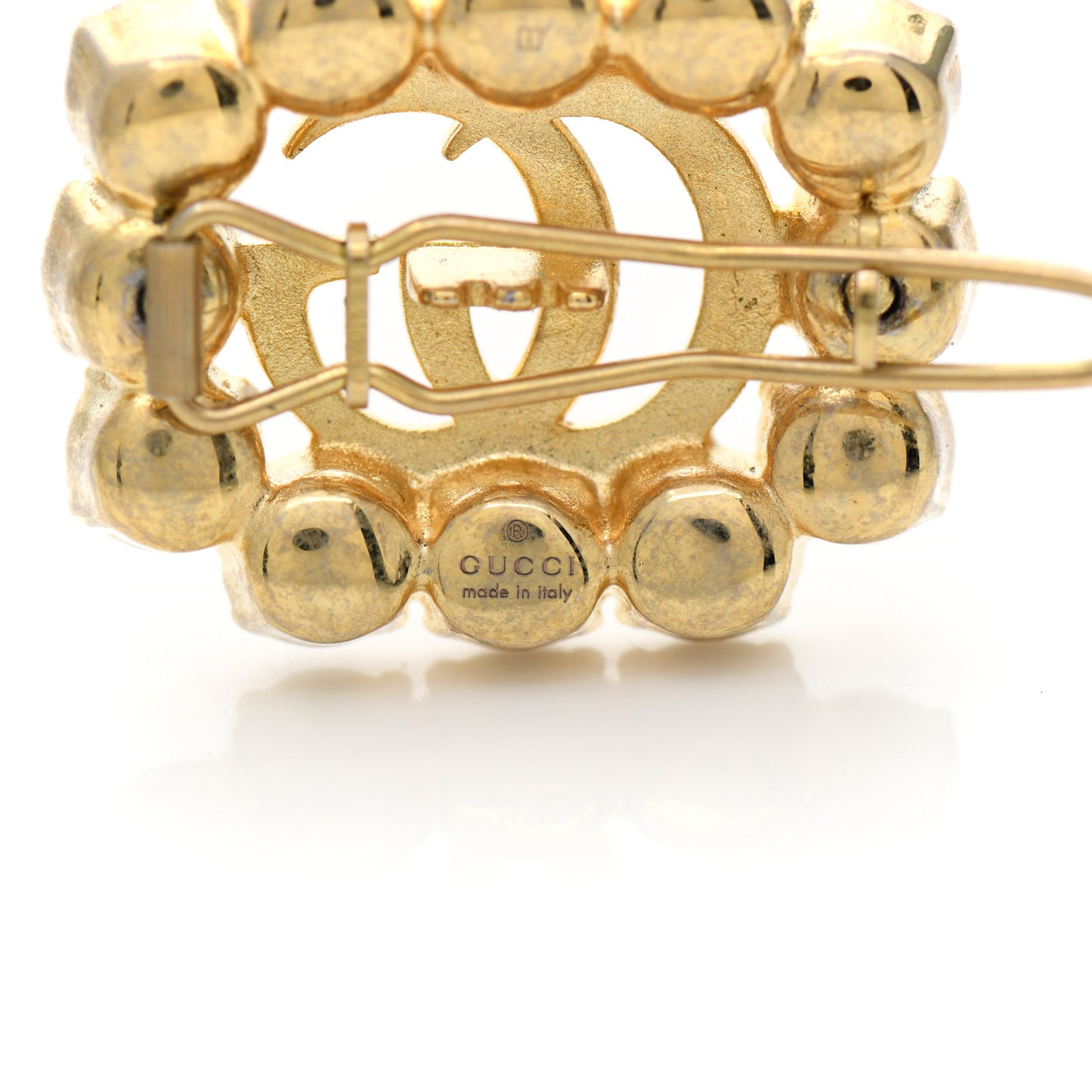 Metal Pearl Double G Hair Clip Aged Gold