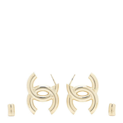 Chanel Metal Large CC Earrings Light Gold 3 of 7