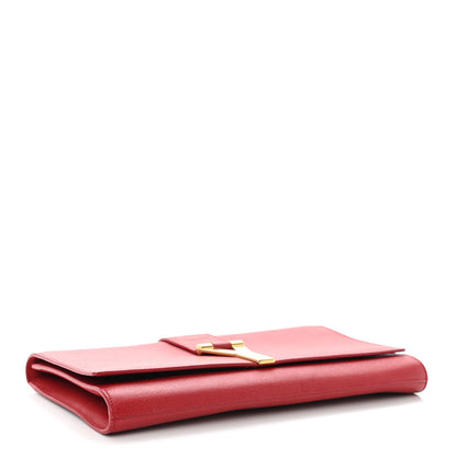 Saint Laurent Textured Calfskin Classic Y Ligne Clutch Red 4 of 10