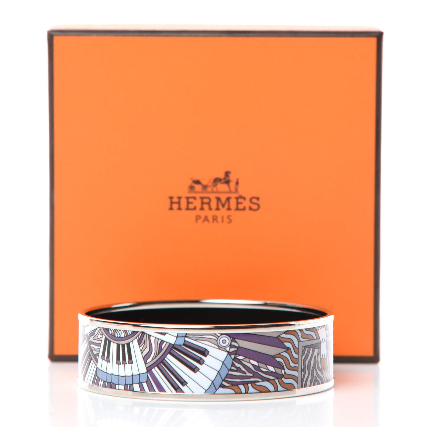 Enamel Printed Point D’Orgue Wide Bracelet 62
