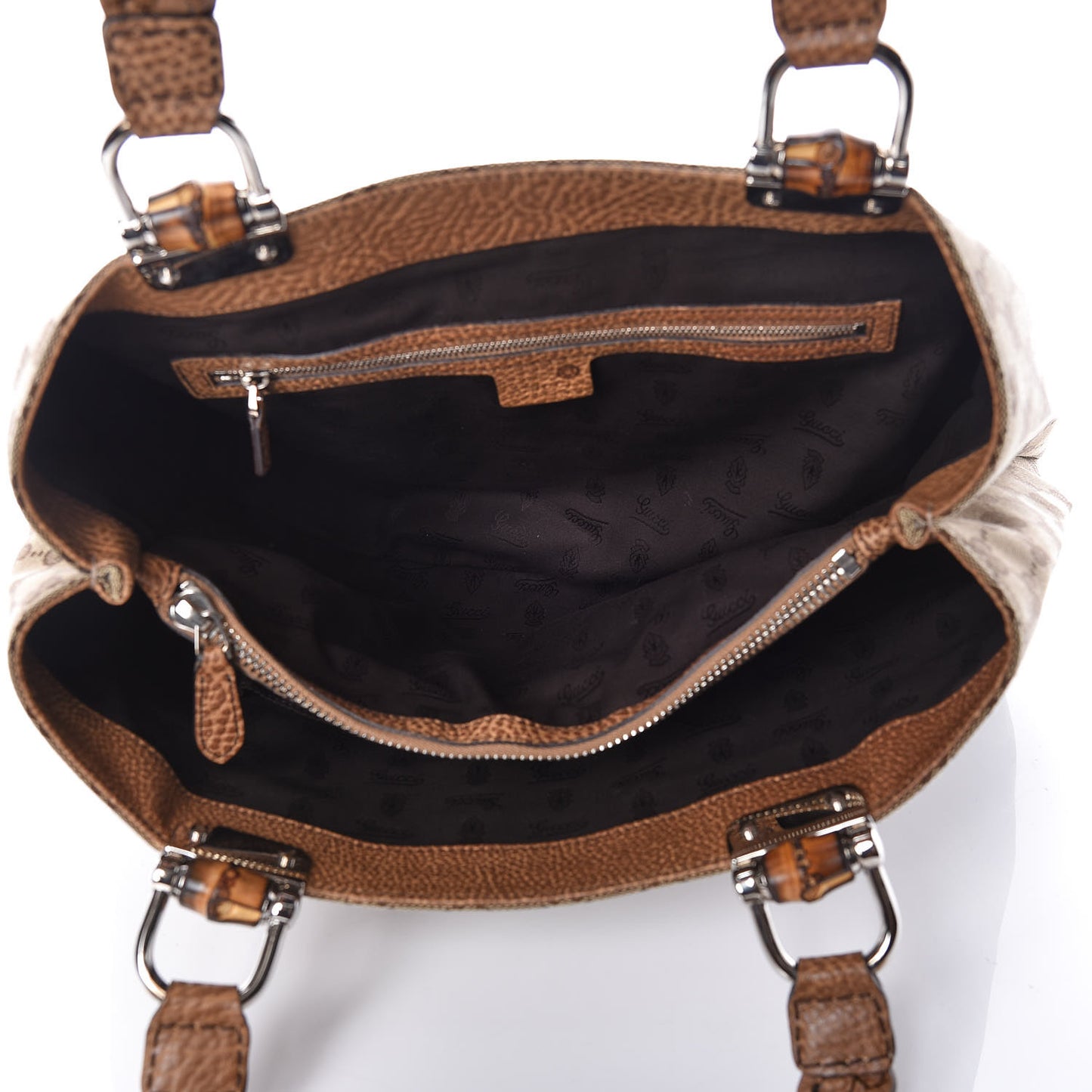 Monogram Medium Bamboo Bar Tote Brown