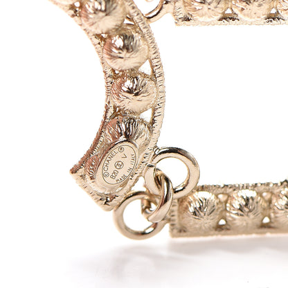 Chanel Crystal Cha-Nel Logo Drop Earrings Gold 4 of 4