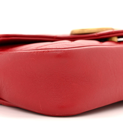 Gucci Calfskin Matelasse Super Mini GG Marmont Shoulder Bag Hibiscus Red 9 of 13