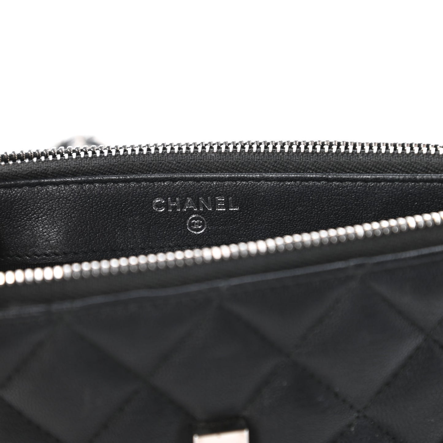 Lambskin Quilted CC Box Clutch With Chain Black