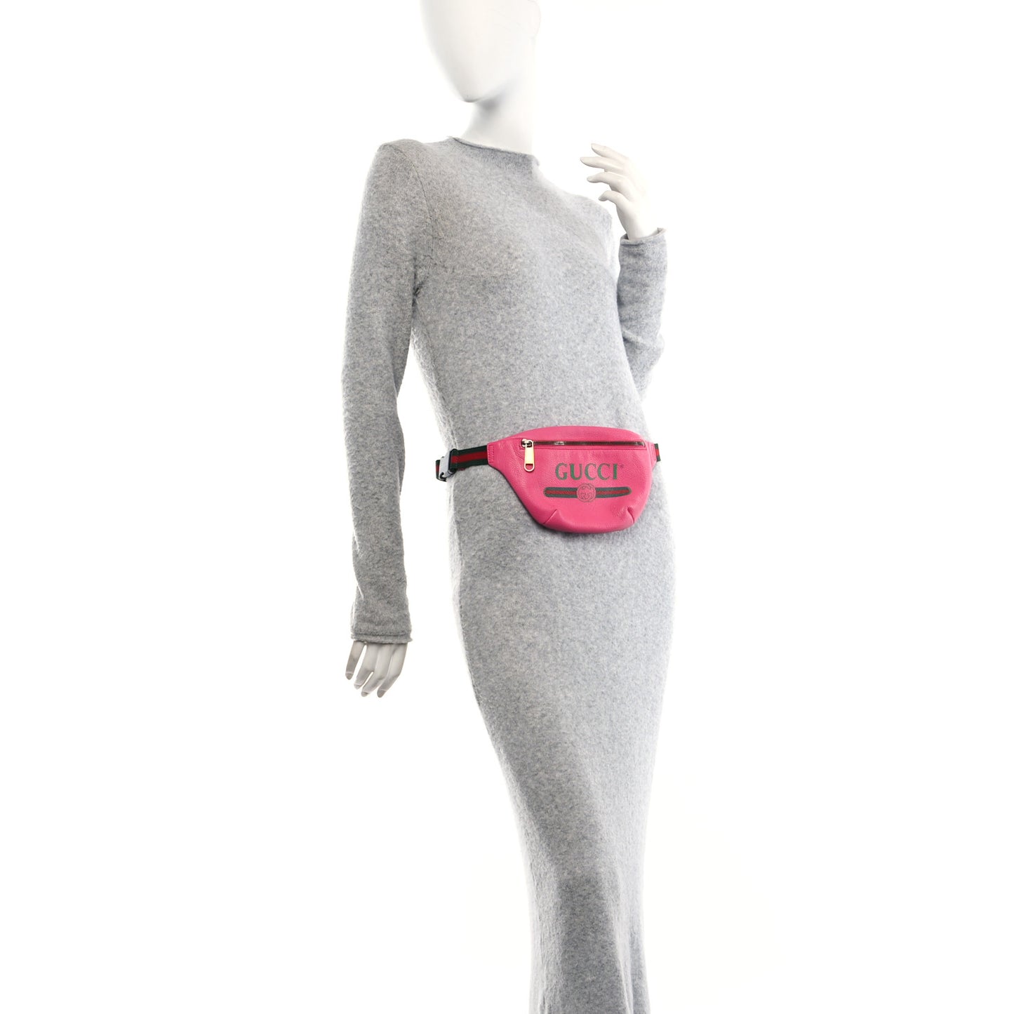 Grained Calfskin Small Logo Belt Bag Box Pink Green