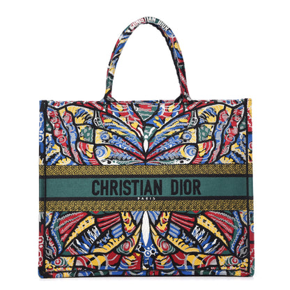Christian Dior Canvas Embroidered Butterfly Book Tote Black Multicolor 1 of 9