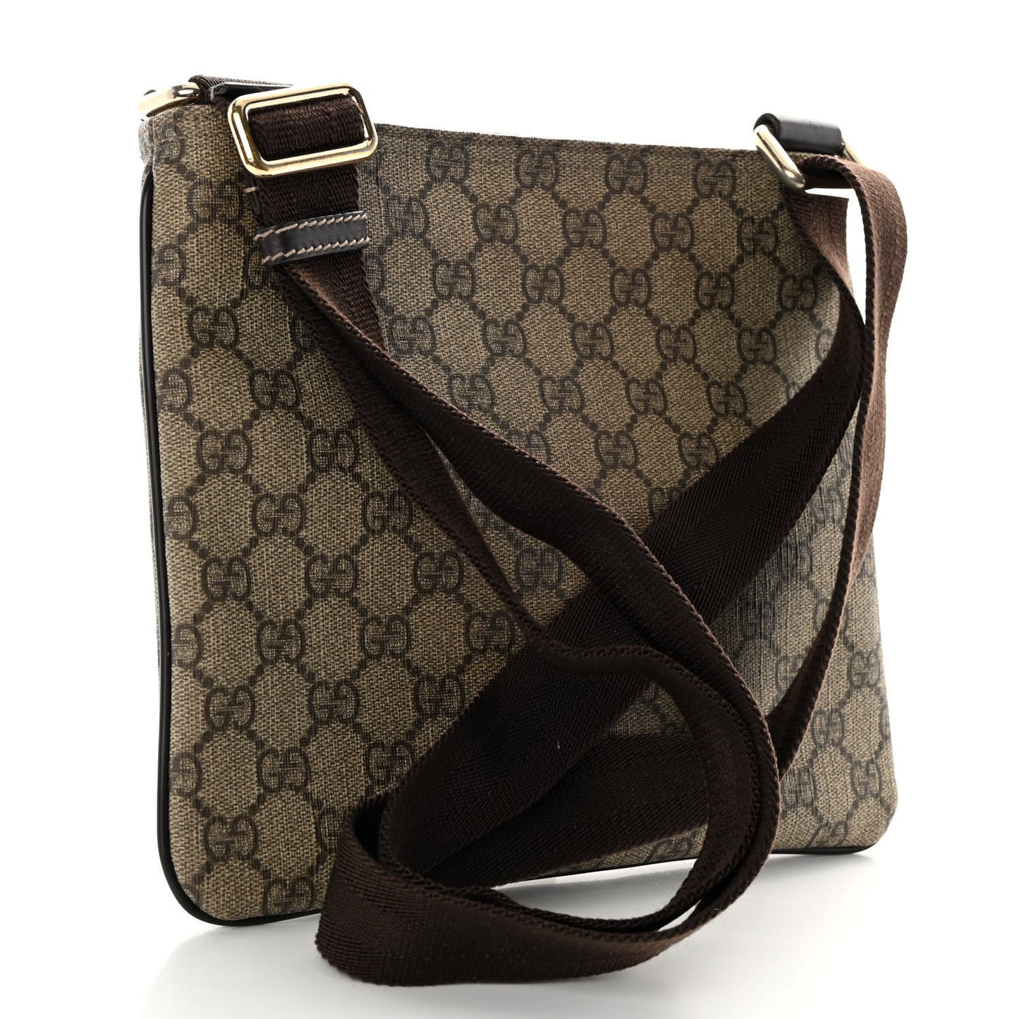 GG Supreme Monogram Small Flat Messenger Bag Dark Brown