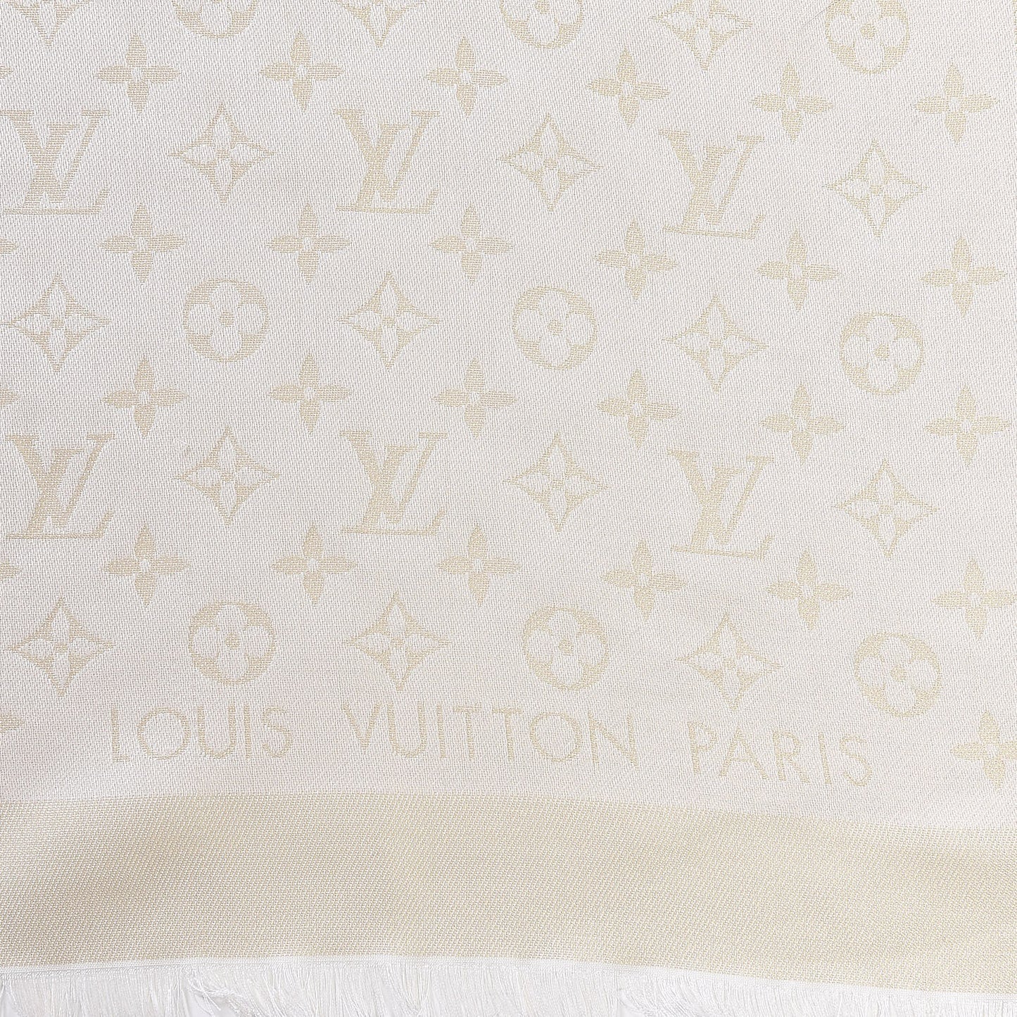 Silk Wool Monogram Shine Shawl Beige