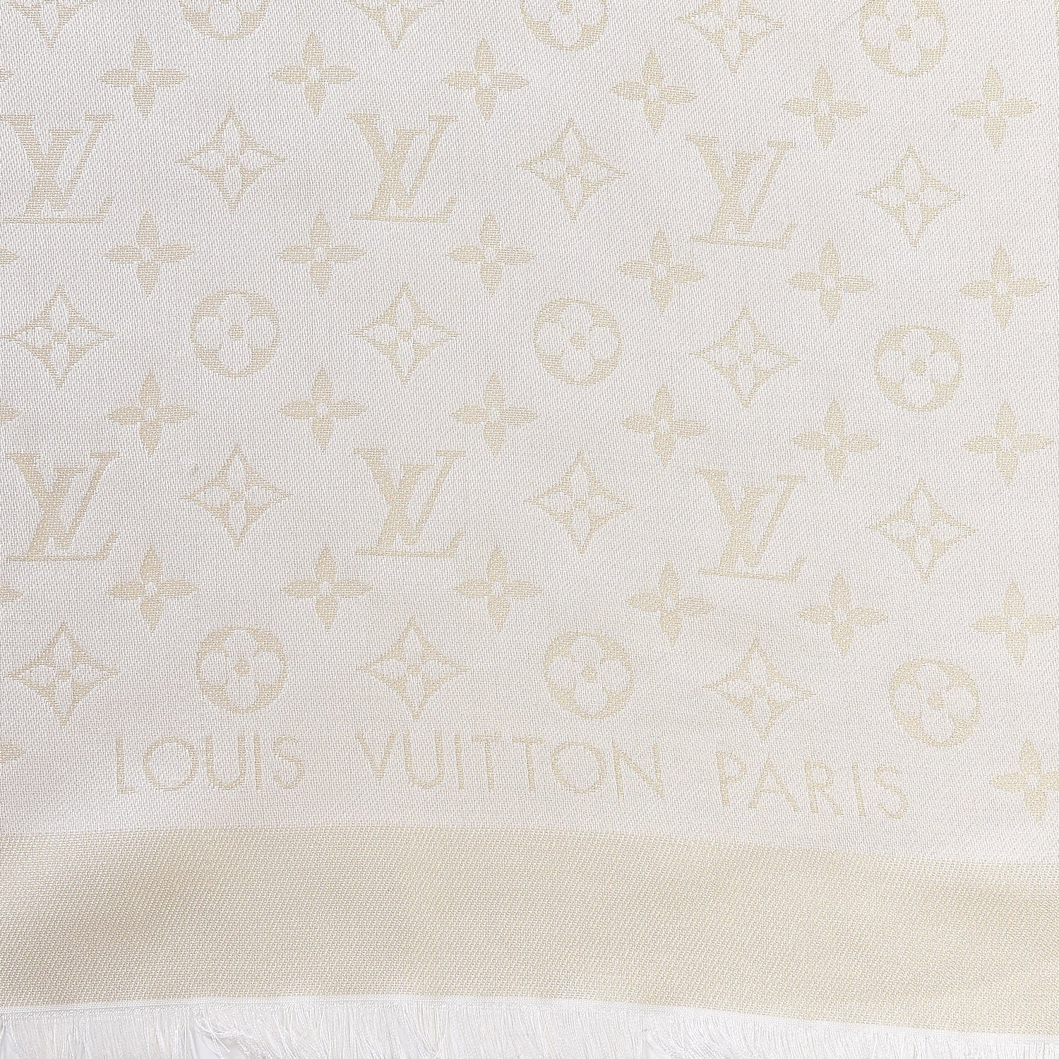 Louis Vuitton Silk Wool Monogram Shine Shawl Beige 3 of 7