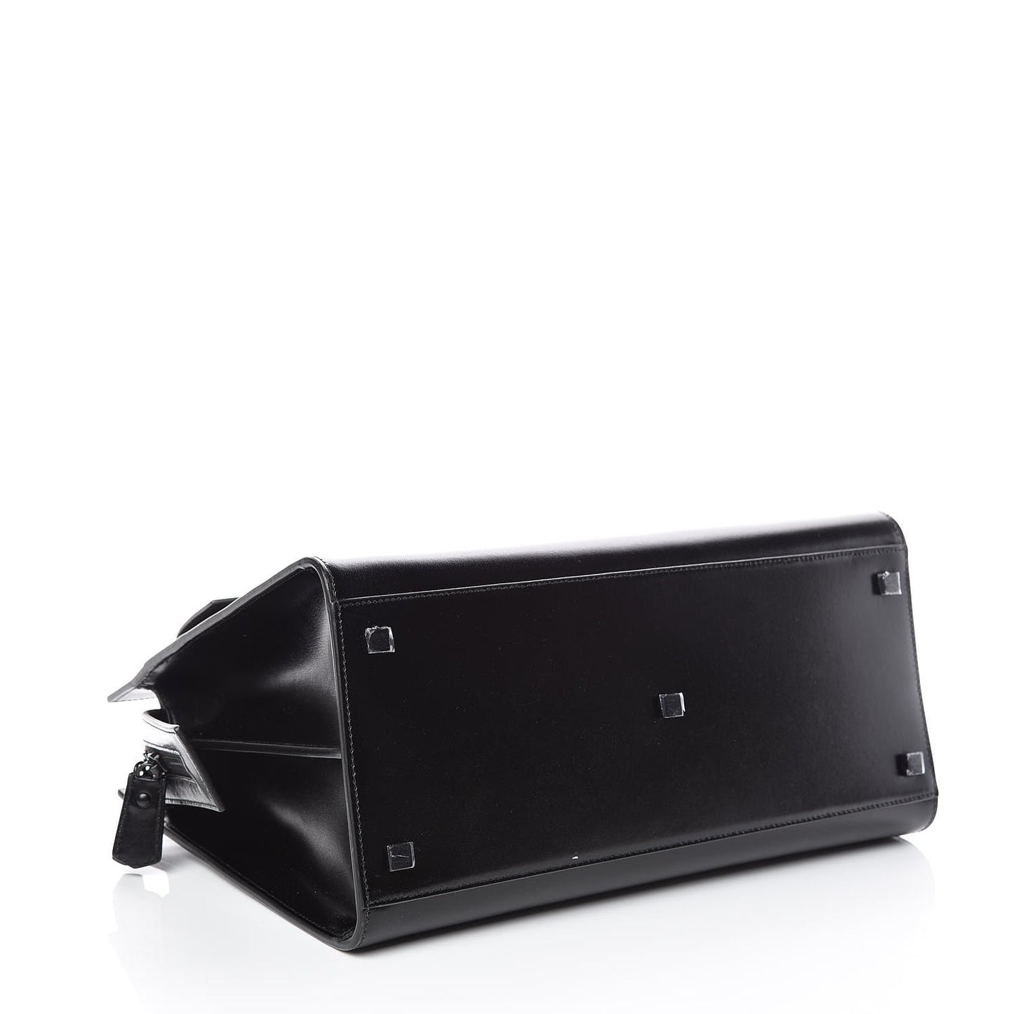 Shiny Calfskin Medium Uptown Tote Black