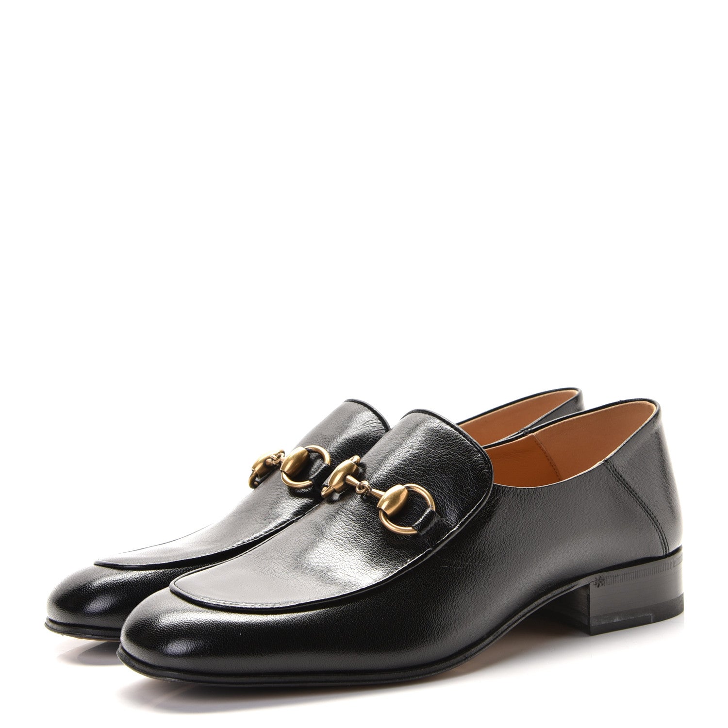 Gucci Goatskin Womens Horsebit Mid-Heel Loafers 38 Black 2 of 9