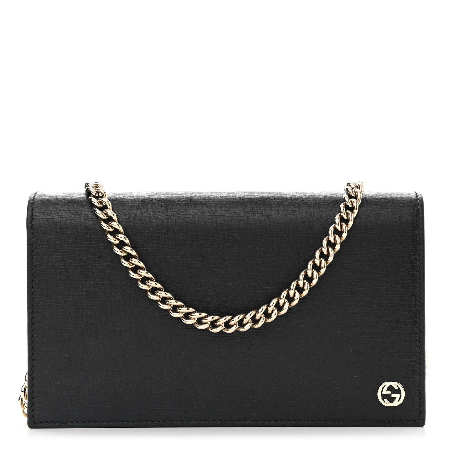 Textured Calfskin Medium Betty Chain Wallet Black