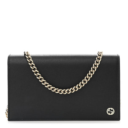 Gucci Textured Calfskin Medium Betty Chain Wallet Black 1 of 8
