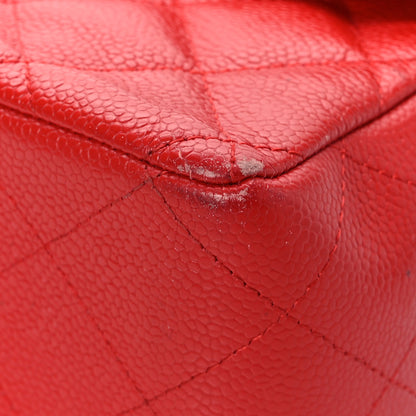 Chanel Caviar Quilted Jumbo Double Flap Red 10 of 13