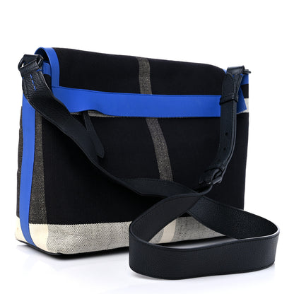 Burberry House Check Canvas Medium Burleigh Crossbody Bag Blue Black 3 of 10
