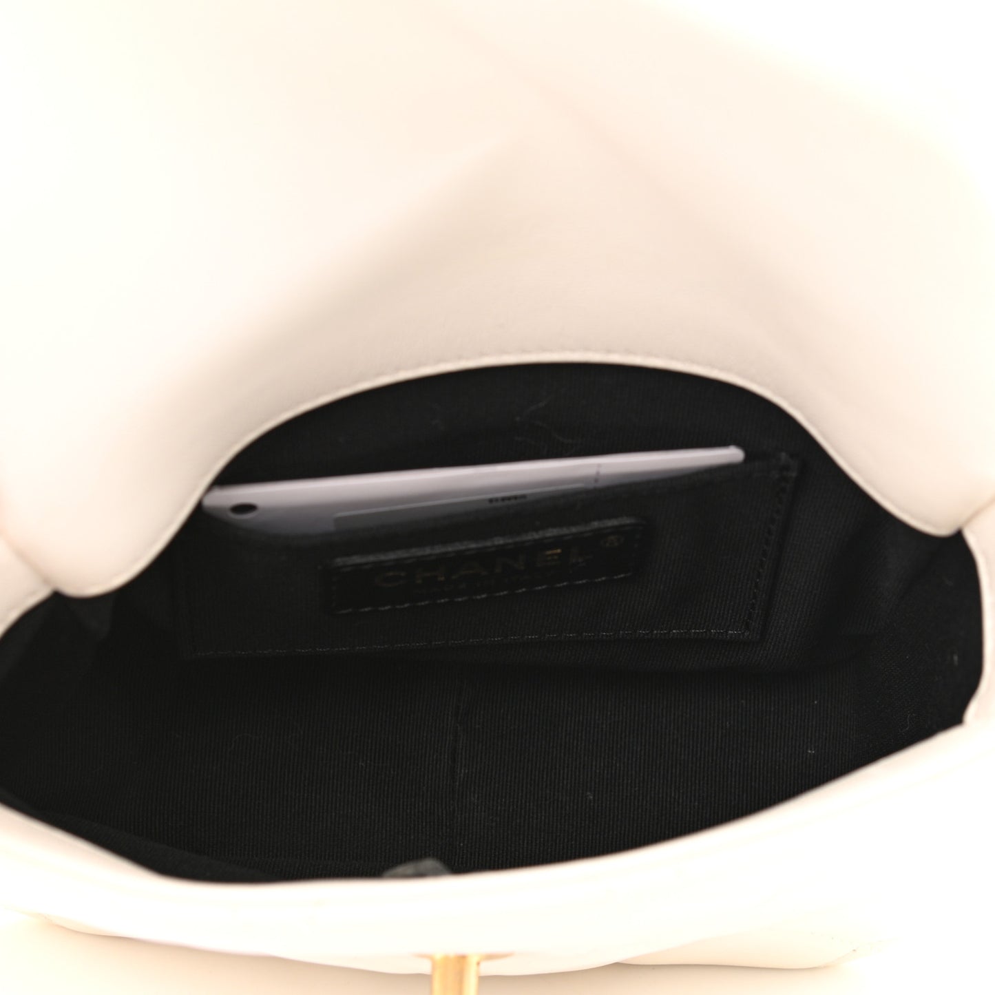Lambskin Quilted Mini Side Note Flap White