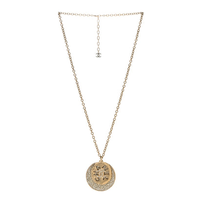 Chanel Medallion CC Crystal Chain Necklace Gold 3 of 5