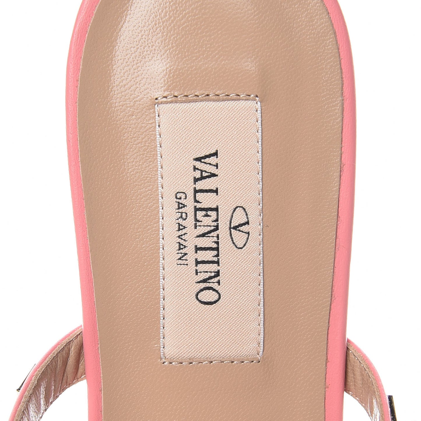 Nappa Rockstud Caged Flat Slide Sandals 37 Paradise Rose