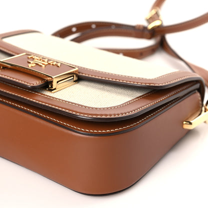 Prada Mistolino Vitello Embleme Flap Shoulder Bag Naturale Cognac 8 of 8