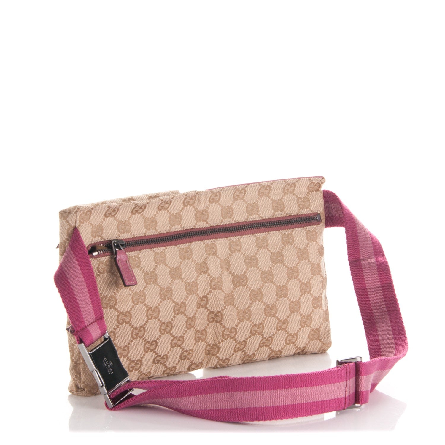 Gucci GG Monogram Web Double Pocket Belt Bag Pink 3 of 7