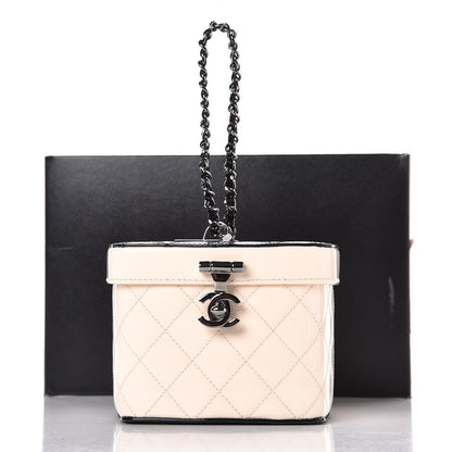 Chanel Patent Calfskin Minaudiere Vanity Case Light Beige Black 11 of 11