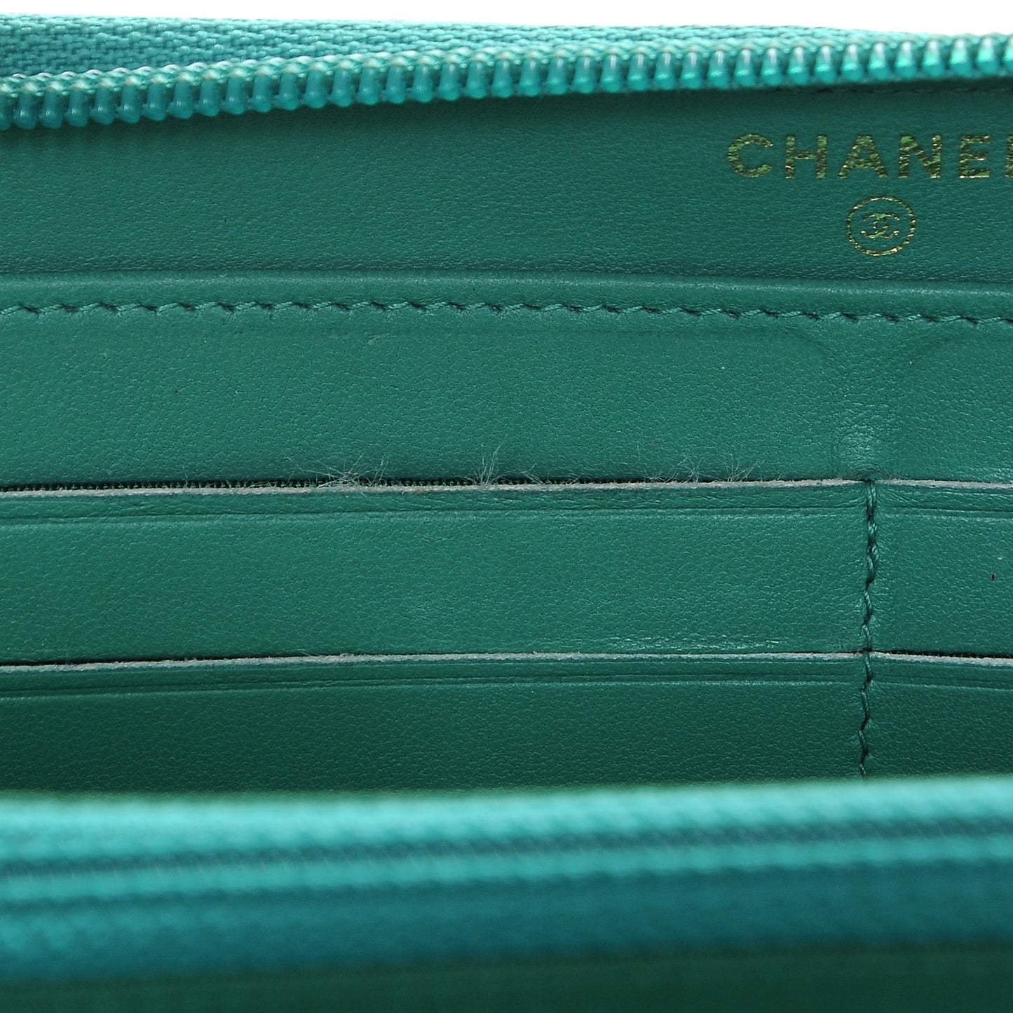 Lambskin Quilted Boy Zip Around Wallet Green