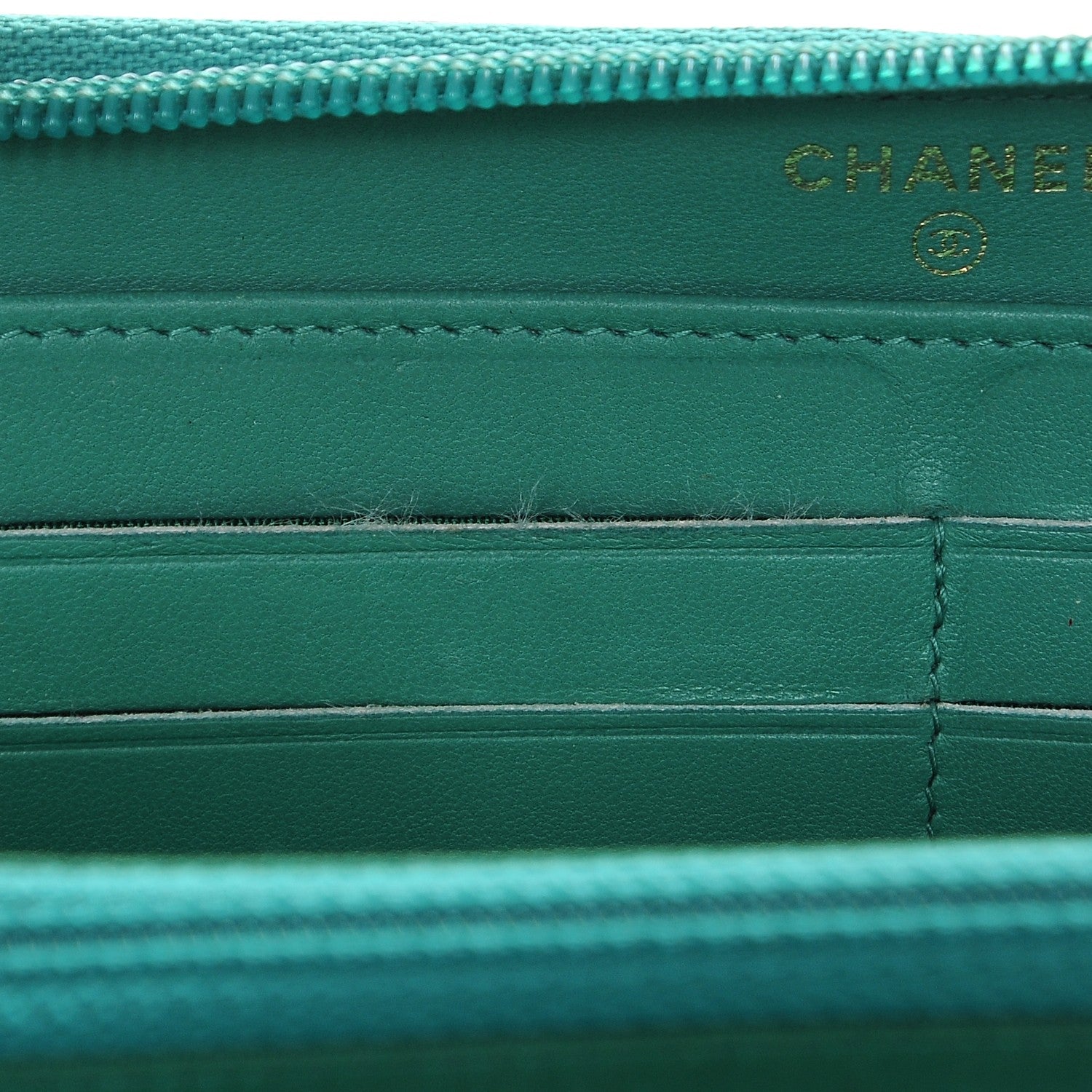 Chanel Lambskin Quilted Boy Zip Around Wallet Green 14 of 18