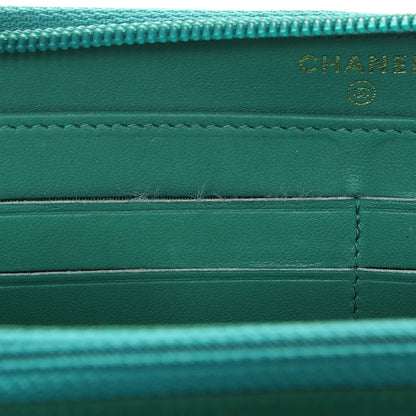Chanel Lambskin Quilted Boy Zip Around Wallet Green 14 of 18