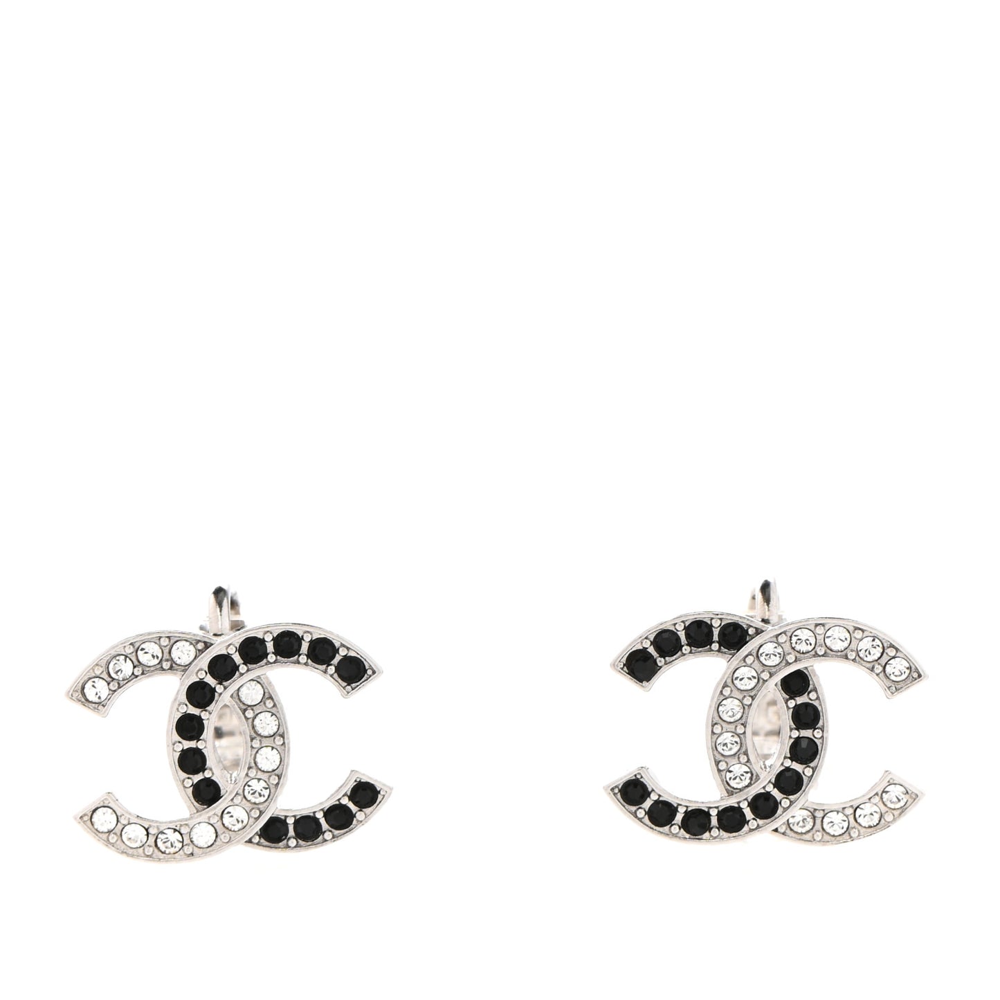 Crystal CC Earrings Silver Black