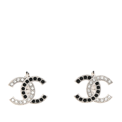 Chanel Crystal CC Earrings Silver Black 1 of 5