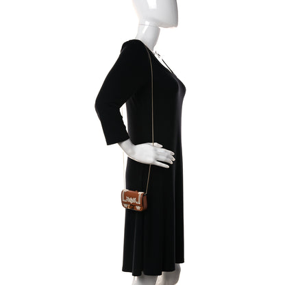 Fendi Shiny Nappa Vitello King Floral Ajour Embroidered Nano Baguette Charm Brandy 3 of 10