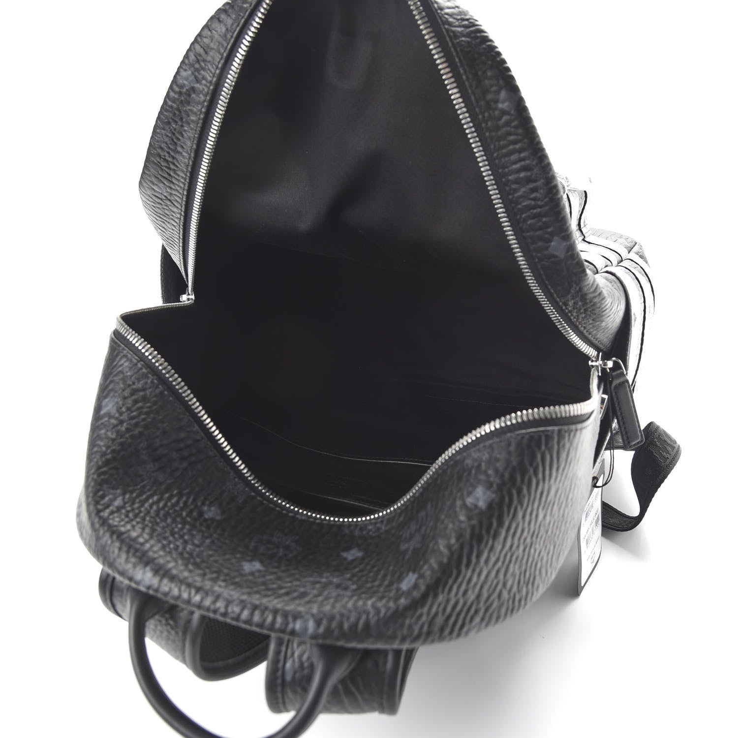 MCM Metallic Visetos Striped Medium Stark Backpack Silver Black 4 of 10