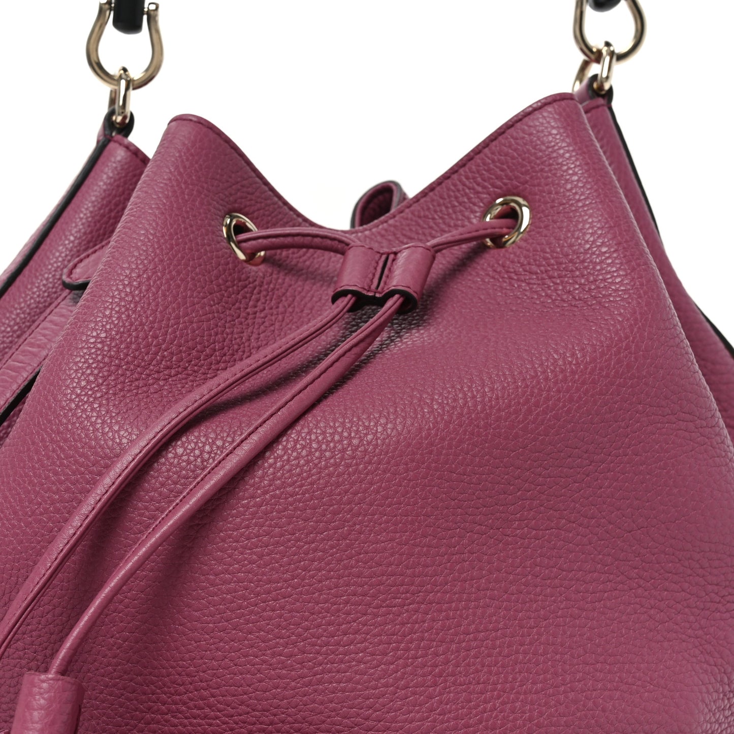 Pebbled Calfskin Miss Bamboo Bucket Bag Purple