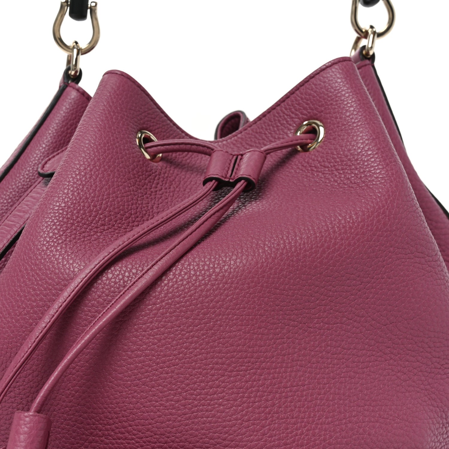 Gucci Pebbled Calfskin Miss Bamboo Bucket Bag Purple 8 of 10