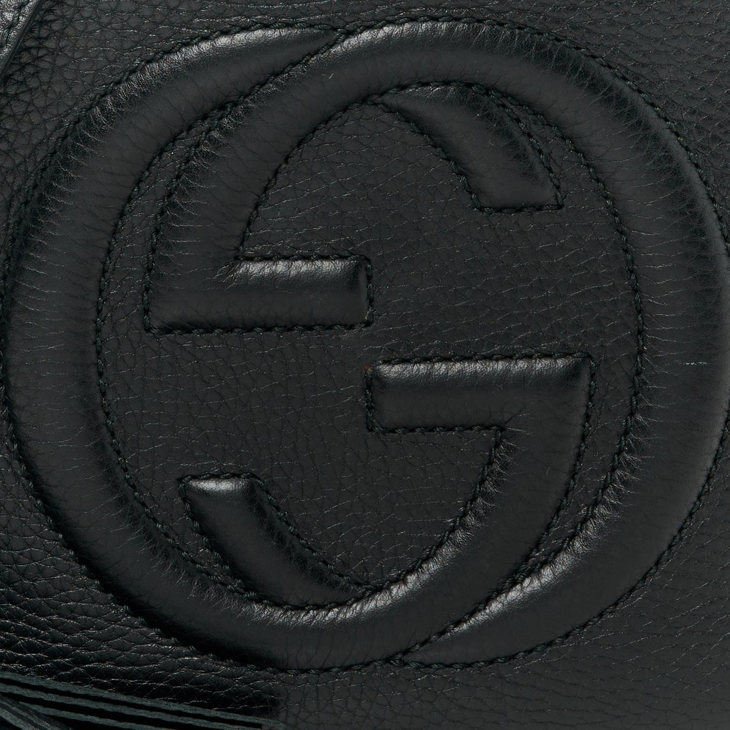 Pebbled Calfskin Small Soho Disco Bag Black