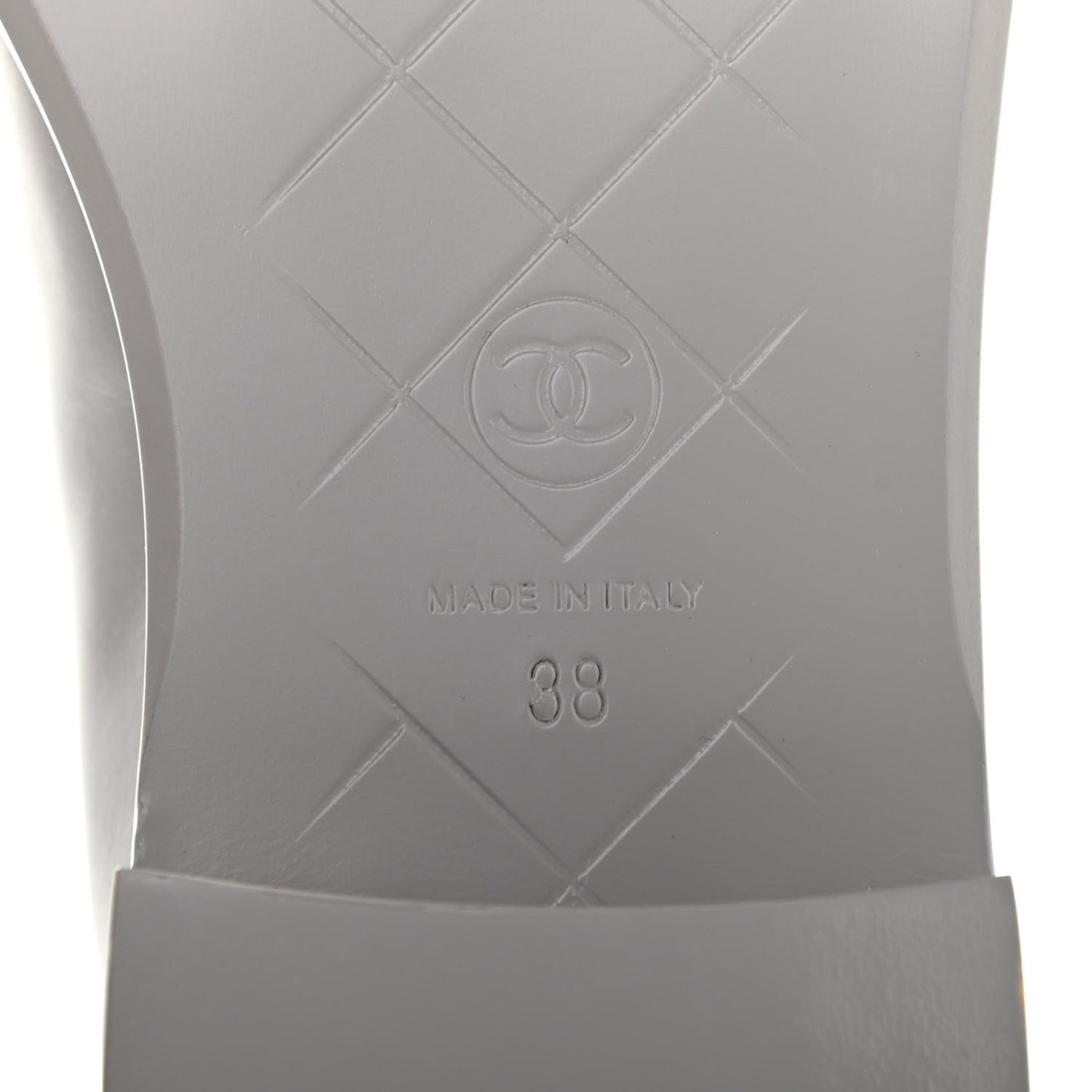 Lambskin Quilted CC Turnlock Loafers 38 Grey