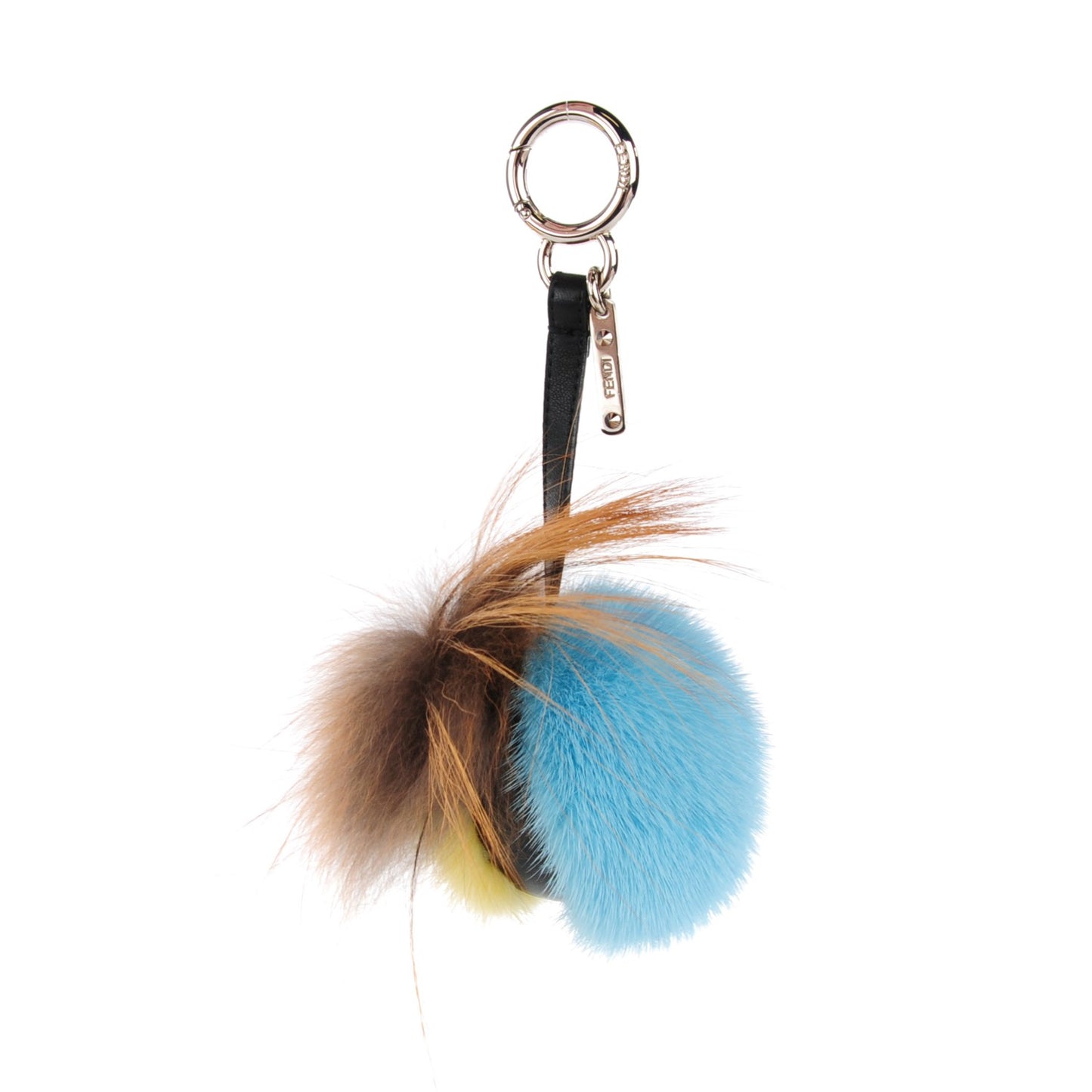 Mink Fox Fur QuTweet Softweet Bag Bug Charm Azzurro