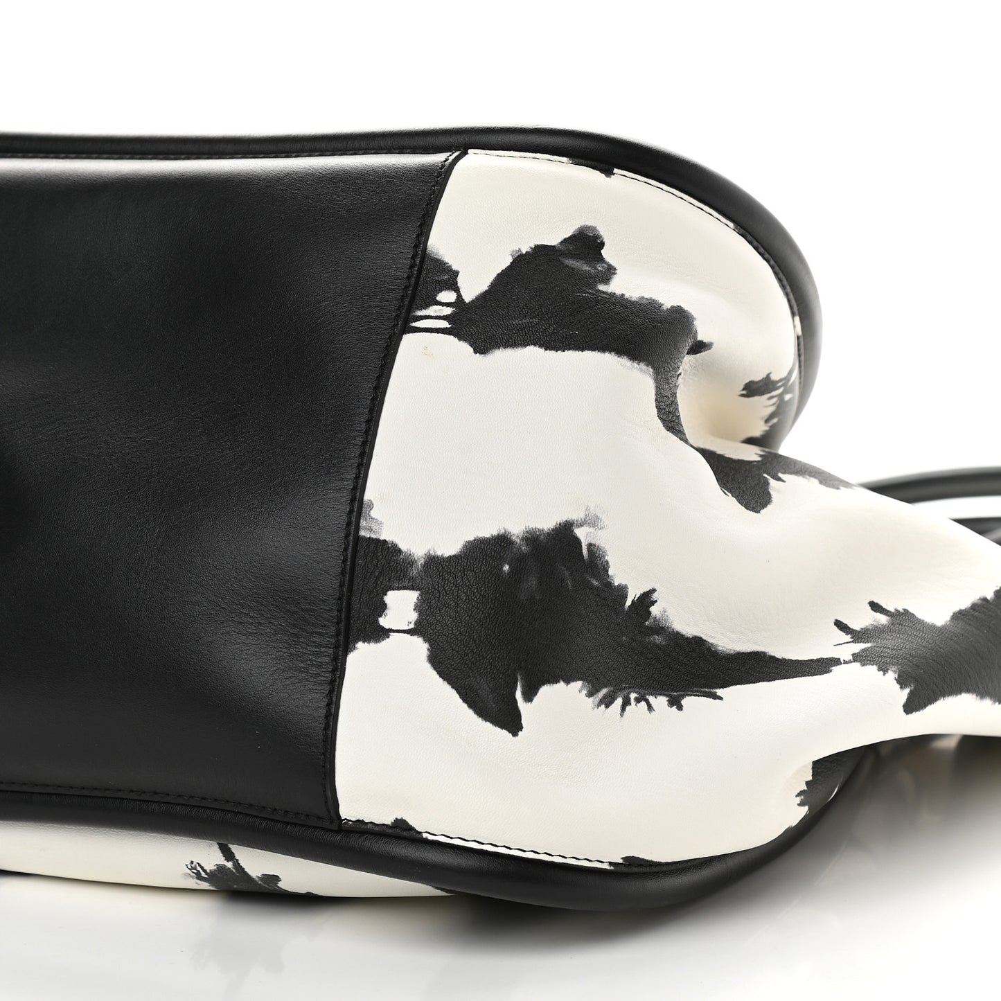 Lambskin Tie Dye XL Ruched Tote Optic White Black