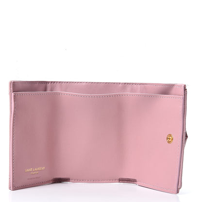 Saint Laurent Grain De Poudre Matelasse Chevron Monogram Tiny Wallet Tender Pink 4 of 10