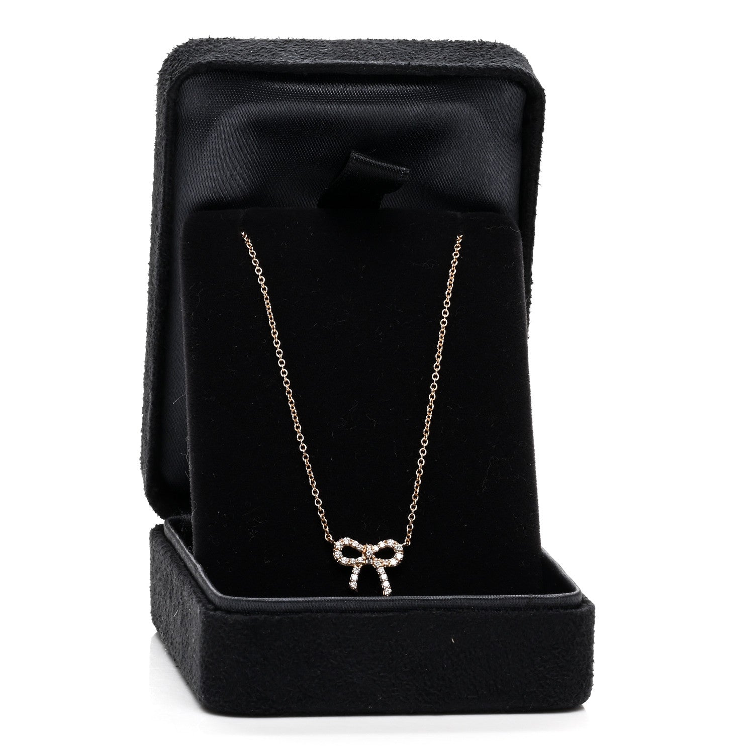 Tiffany 18K Rose Gold Diamond Mini Bow Pendant Necklace 6 of 6