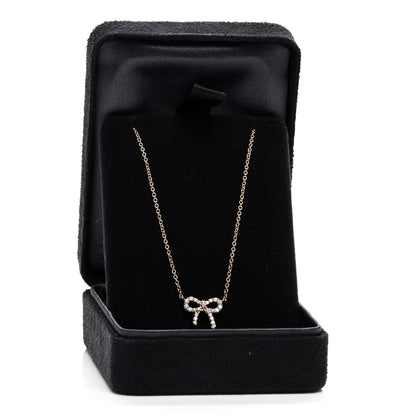 Tiffany 18K Rose Gold Diamond Mini Bow Pendant Necklace 6 of 6